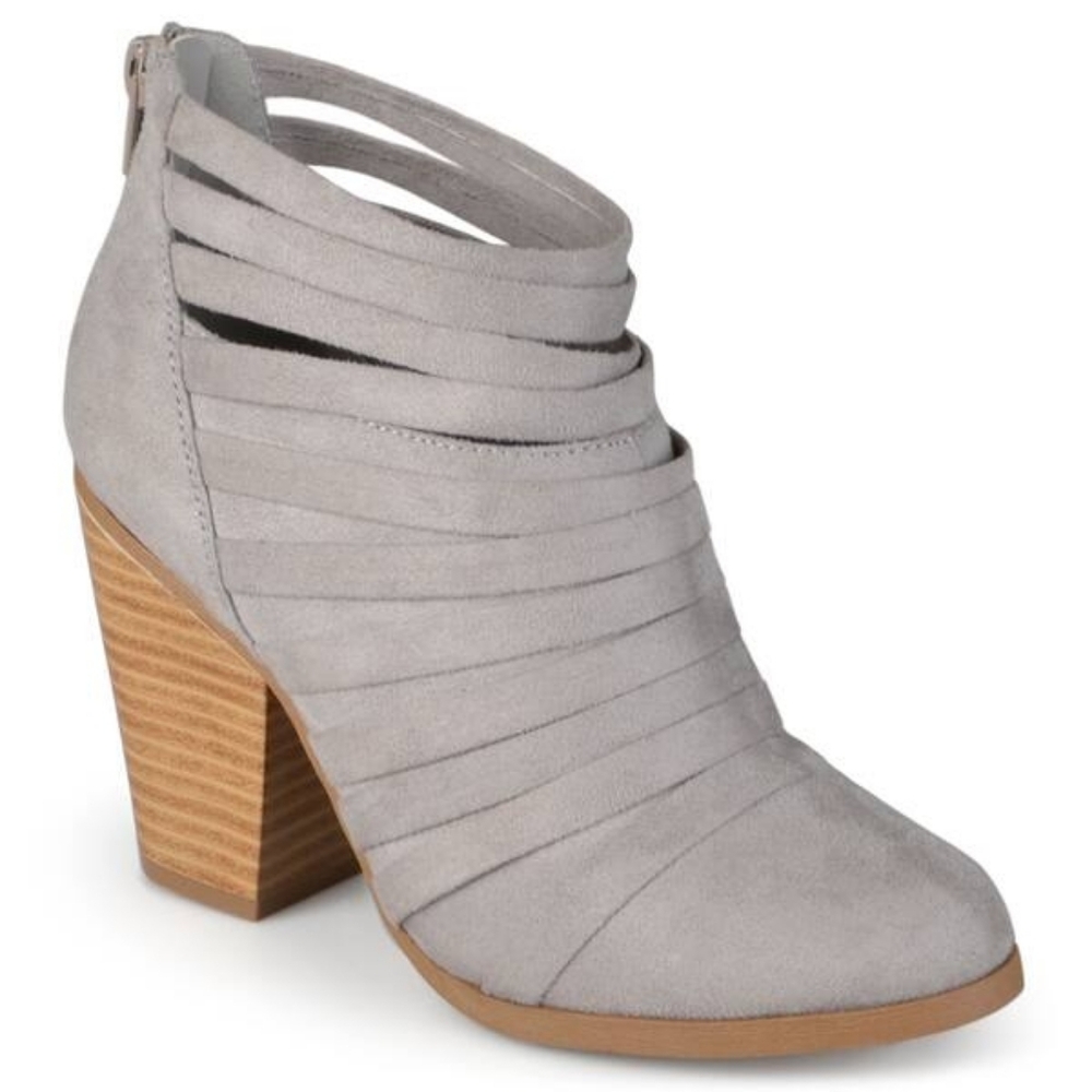 🔴SALE! Journee Collection Grey Faux Suede Selena Strappy Ankle Booties Size 10 - Picture 2 of 14